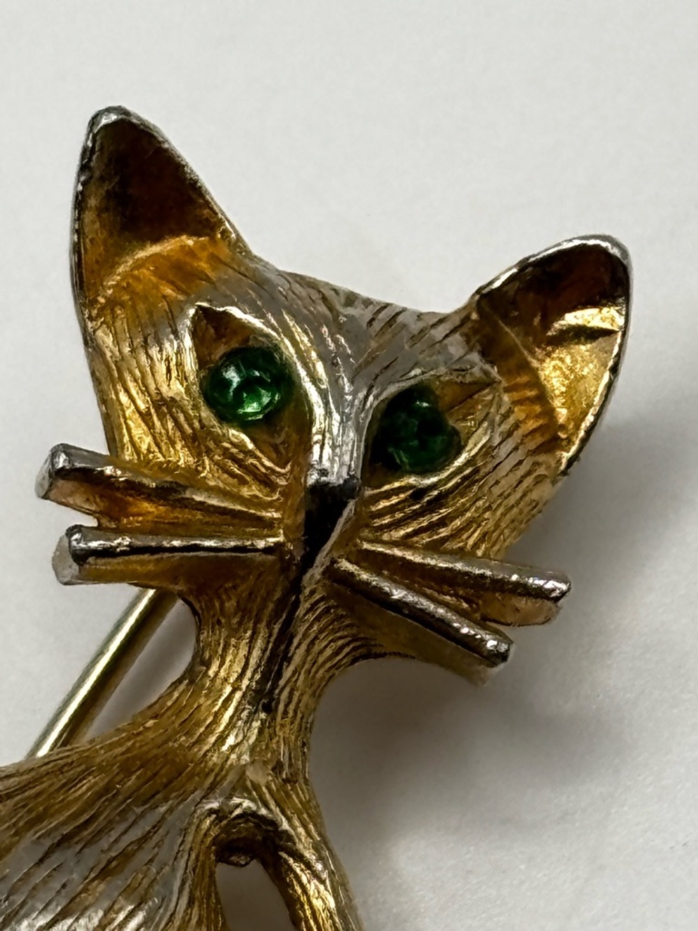 Vintage Cat Brooch with Flexible Snake Tail - Picture 9 of 14